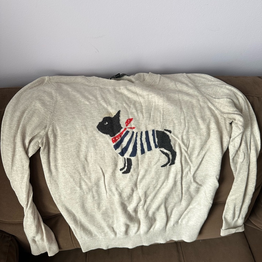 Banana Republic Cream Sweater with Dog Design